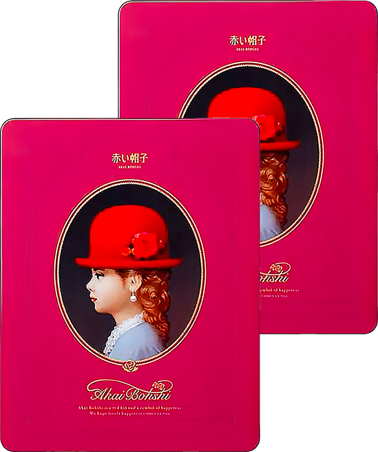 AKAI BOHSHI 紅帽子 曲奇餅乾 附提袋 粉色, 牛奶巧克力香脆餅 + 香草杏仁風味餅+焦糖巧克力夾心餅+紅帽子餅+堅果紅莓心形餅+脆餅白巧克力球+法式佛洛倫單曲奇餅+白巧克力杏仁餅+巧克力曲奇餅+草莓曲奇餅+奶味蛋捲, 2盒