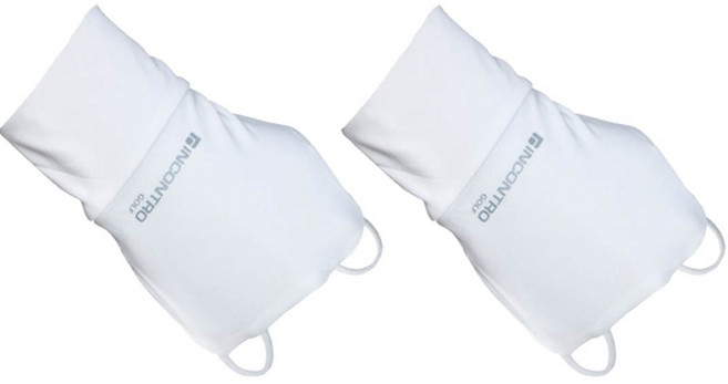 인콘트로 자외선차단 골프 오른손착용 2종 손등토시 세트, 백색, 1개