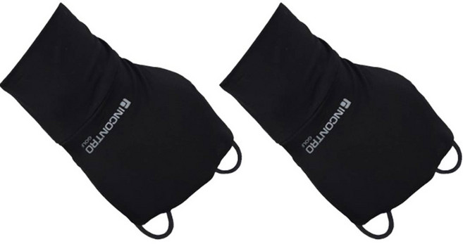 인콘트로 자외선차단 골프 손등토시 오른손착용 2종 세트, 검정색, 1개