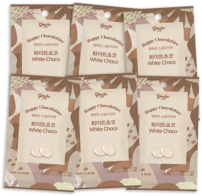 삼광식품 행복한 쇼콜라띠에 홈베이킹 화이트초코, 100g, 6개