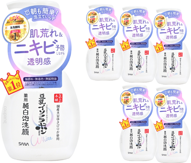 SANA 莎娜 豆乳美肌煥白泡沫洗顏慕斯, 200ml, 6瓶