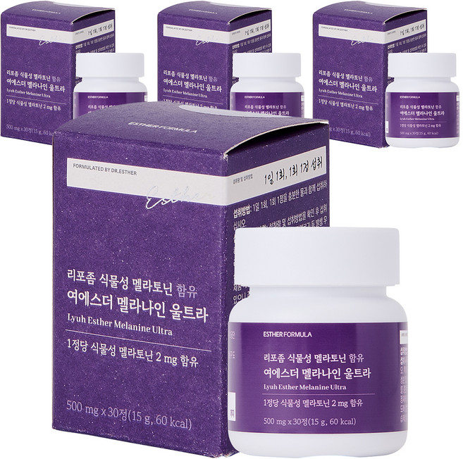 에스더포뮬러 리포좀 식물성 멜라토닌 함유 여에스더 멜라나인 울트라 15g, 30정, 4개