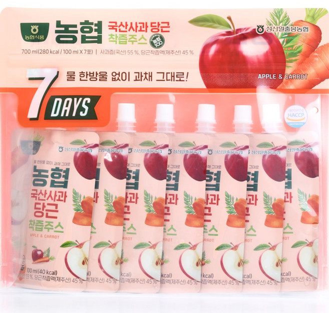 Nonghyup 韓國產蘋果紅蘿蔔汁, 100ml, 7個