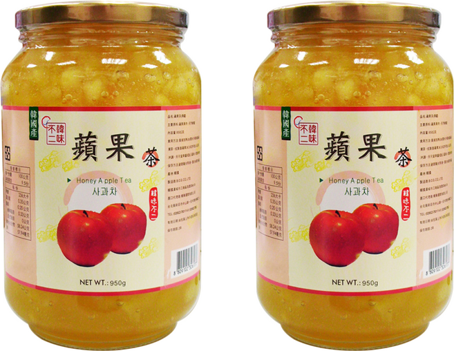 韓味不二 蘋果茶果醬, 950g, 2罐