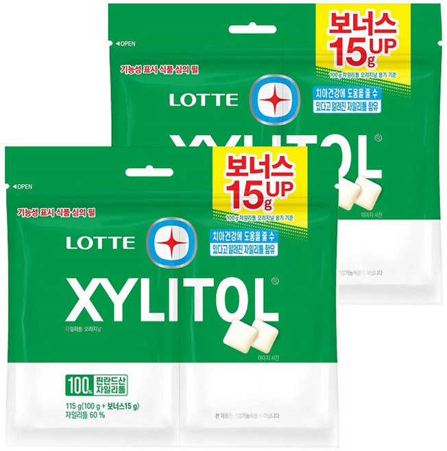 롯데자일리톨 오리지날 껌 리필, 115g, 2개