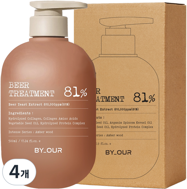 바이아우어 81만PPM 단백질 맥주효모 트리트먼트, 500ml, 4개