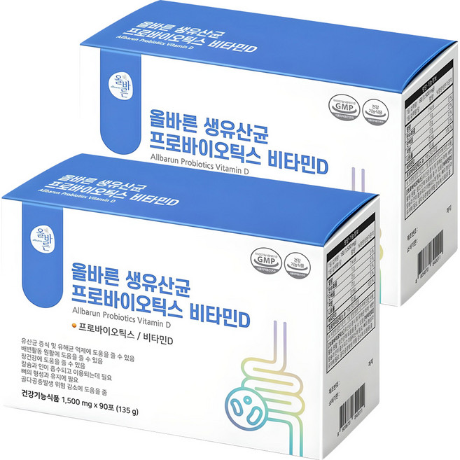 올바른건강식품 생유산균 프로바이오틱스 비타민D 90p, 135g, 2개