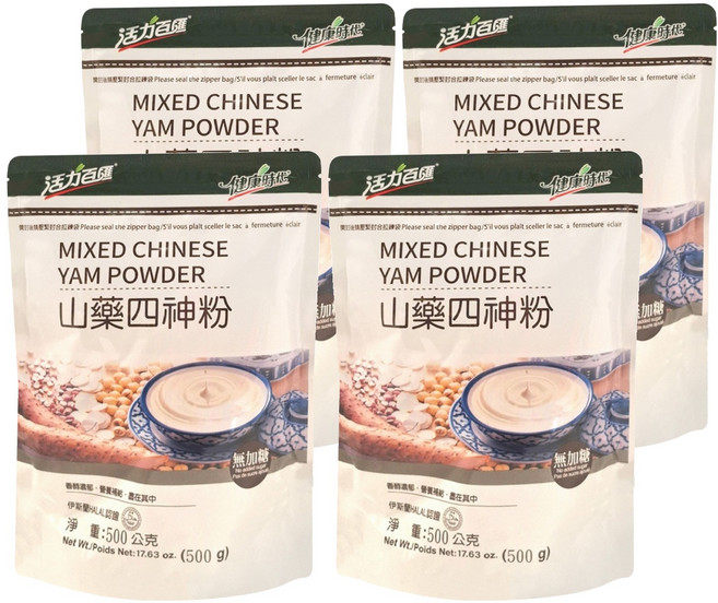 活力百匯 山藥四神粉 無糖, 500g, 1入, 4包
