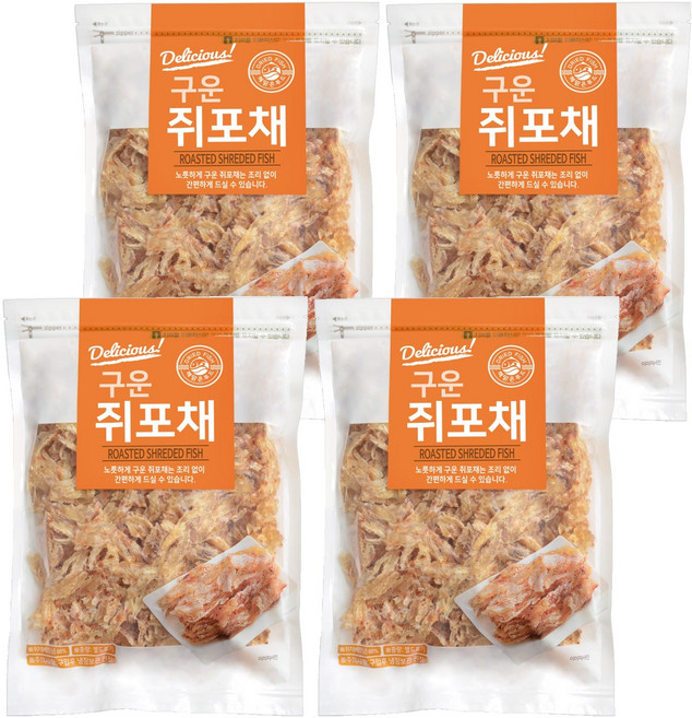 해맑은푸드 구운 쥐포채, 200g, 4개