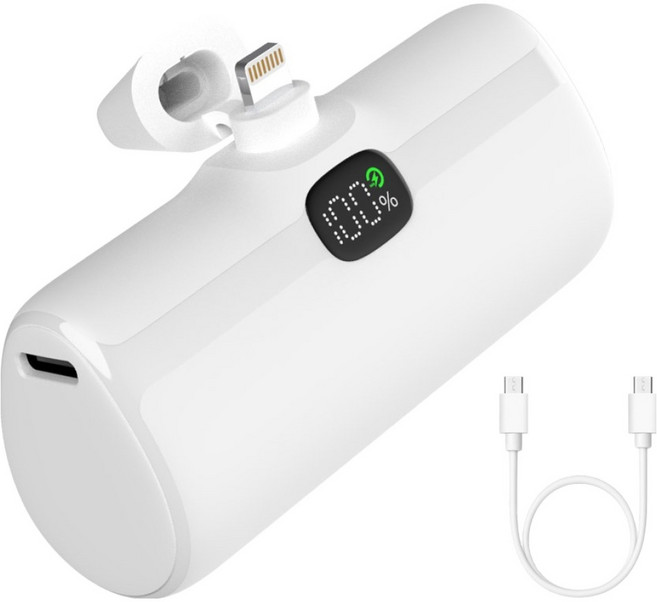 보바 고속충전 PD 금속 거치대 도킹형 보조배터리 20W 4800mAh 애플8핀, 화이트, VA-103