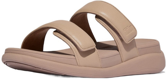 fitflop 女士 F-MODE GO 可調式厚底雙槓拖鞋, 經典米色, 250