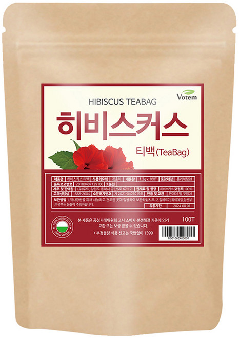 VOTEM 히비스커스 티백, 1.2g, 100개입, 1개