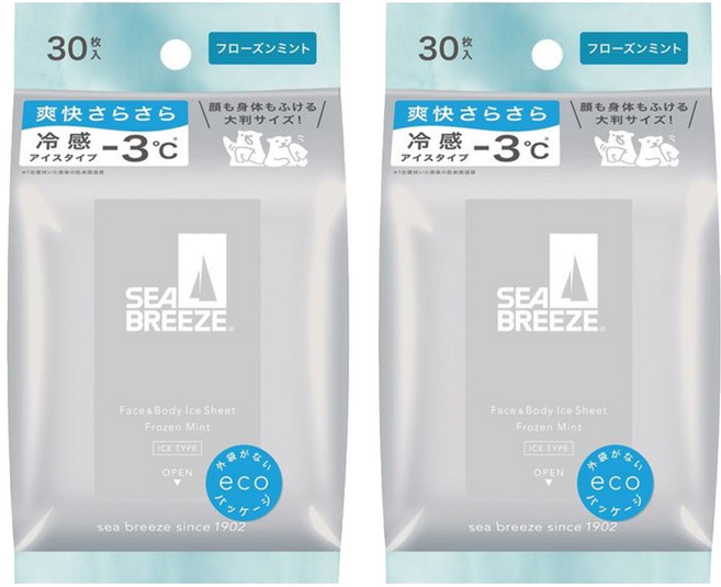 SHISEIDO 資生堂 SEA BREEZE 爽身濕紙巾 全身用 冰凍薄荷, 1入, 2包