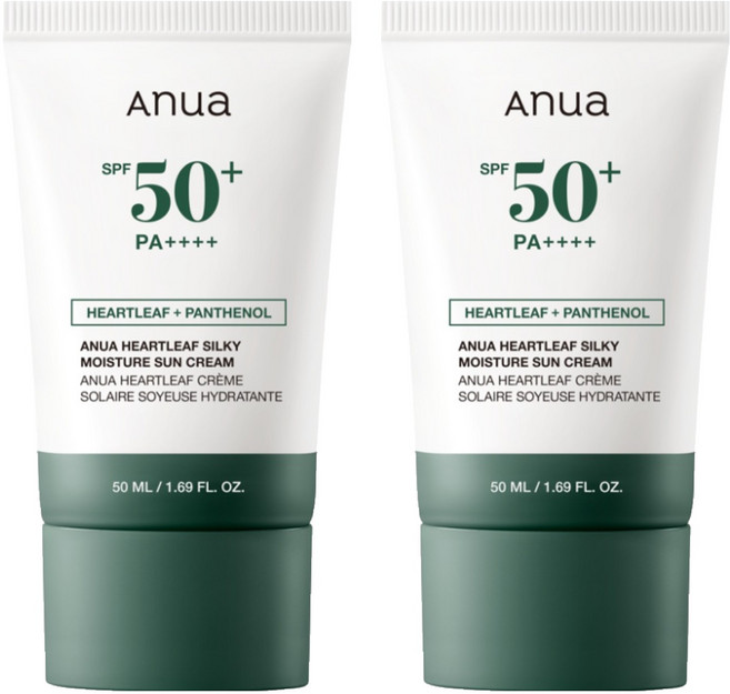 아누아 어성초 실키 모이스처 선크림 SPF50+ PA++++, 2개, 50ml