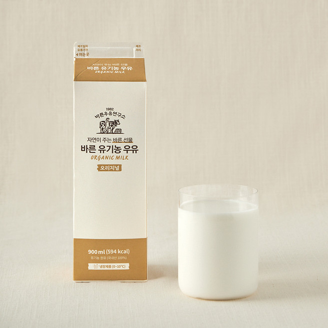 바른우유연구소 바른 유기가공식품인증 우유 오리지널, 900ml, 1개