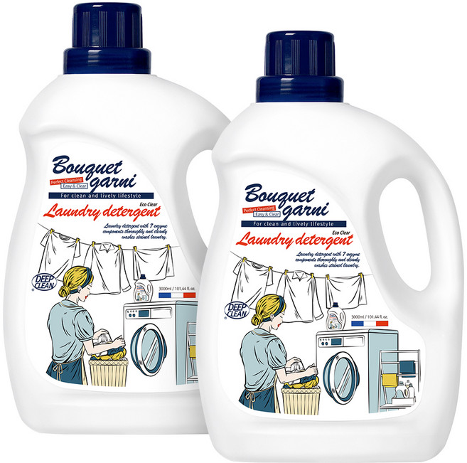 부케가르니 에코 클리어 액상세제 본품, 3L, 2개