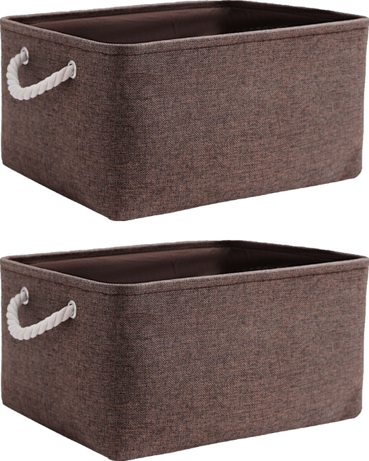 妃妃嚴選 加厚亞麻收納籃, 棕色, 2個