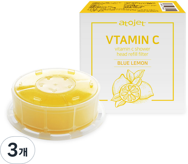 아토젯 비타민 샤워기 헤드 필터, 3개, 블루레몬향