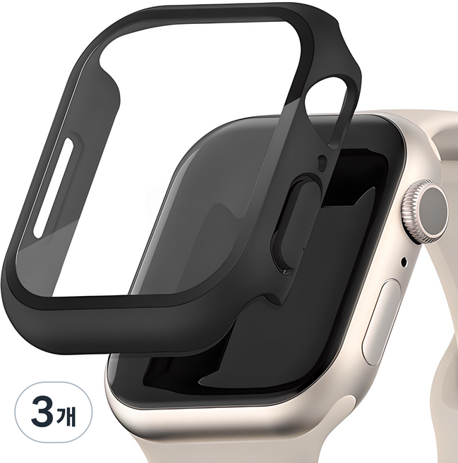 신지모루 9H 풀커버 일체형 SF코팅 애플워치 케이스, 블랙, 3개