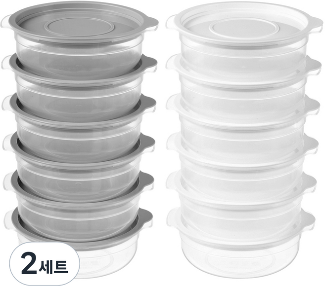 코멧 키친 전자레인지용 보관용기 450ml, 2세트, 그레이6개+화이트6개