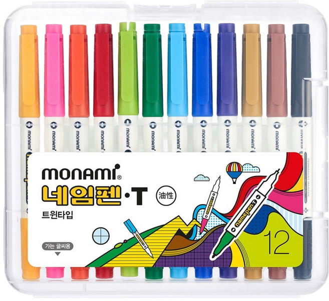 모나미 네임펜 T 트윈타입 12색, 혼합색상, 1개