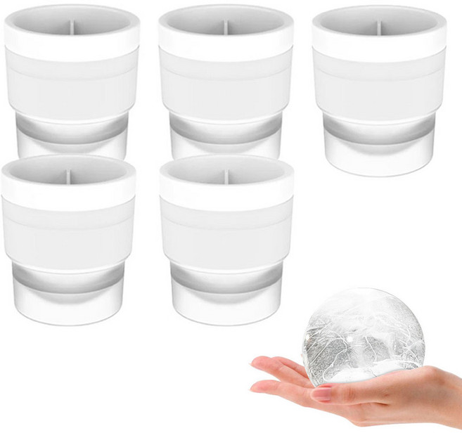 해피무드 위스키 왕얼음틀 아이스볼 메이커, 화이트, 5개