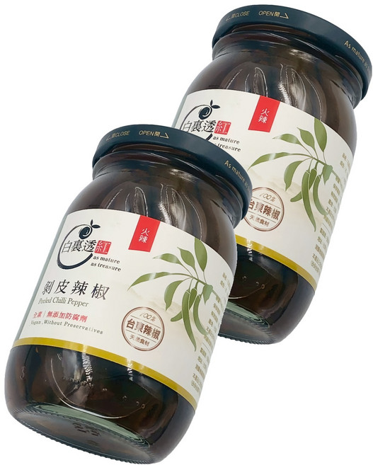 白裏透紅 剝皮辣椒 火辣, 2個, 450g