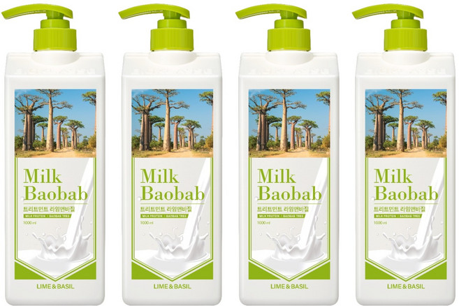 밀크바오밥 트리트먼트 라임 앤 바질, 1L, 4개