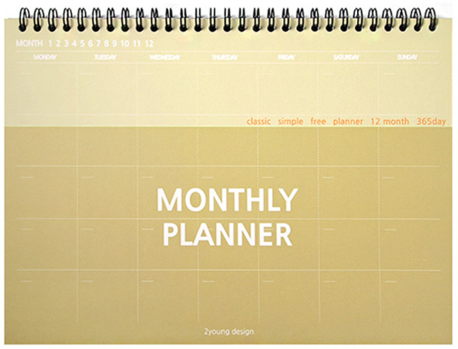 투영디자인 컬러 데스크 먼슬리 플래너, 머스타드, 1개