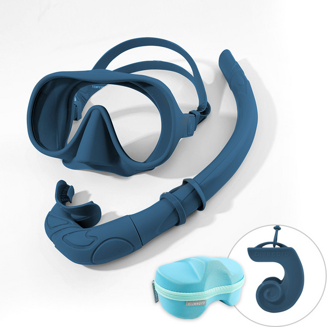 다이비프로 포켓다이브 휴대용 스노쿨링 마스크, 딥오션 네이비