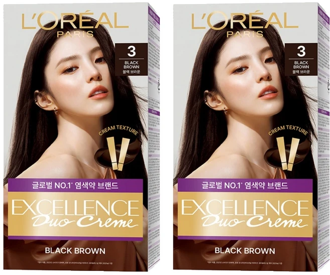 로레알파리 엑셀랑스 듀오크림 나눠쓰는 새치염색 염모제, 3호 블랙 브라운, 2개 - 쿠팡