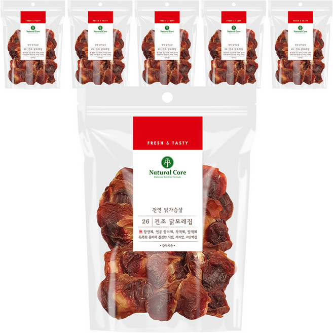 네츄럴코어 강아지 건조 간식, 닭모래집, 6개, 120g