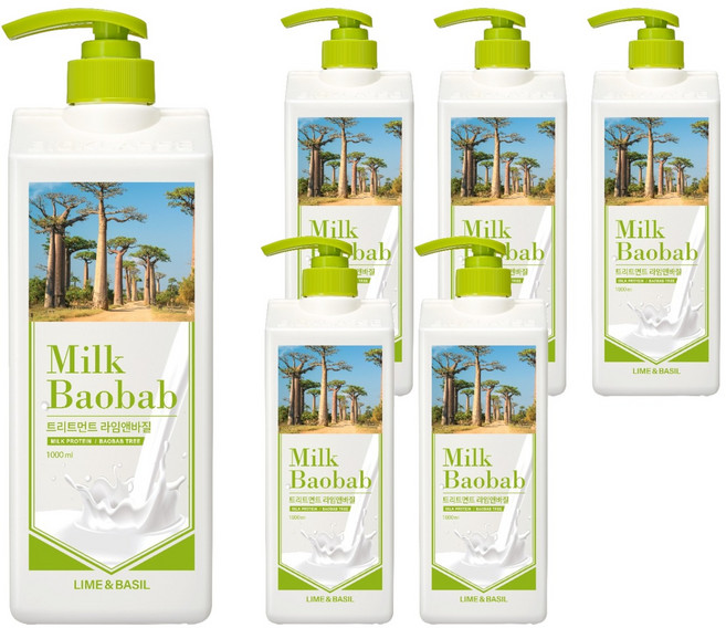 밀크바오밥 라임 앤 바질 트리트먼트, 1L, 6개