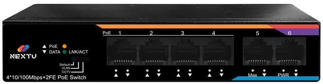 NEXTU 4埠 POE+ 60W 2埠 Uplink TP 交換式集線器, NEXT-POE606F