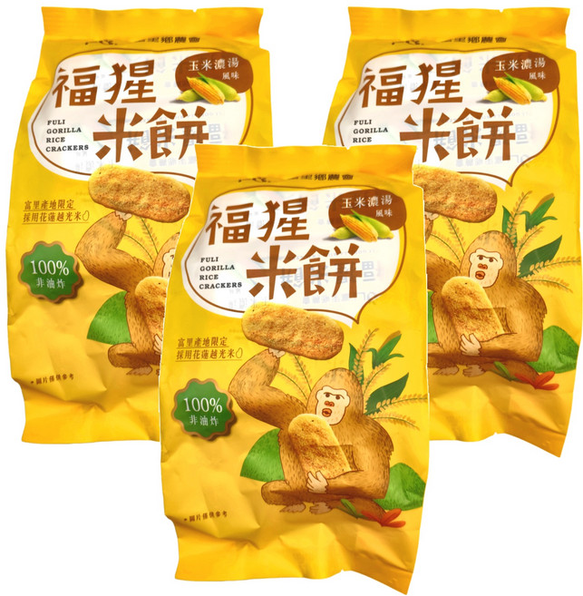 富里鄉農會 福猩米餅 玉米濃湯風味, 102g, 3袋