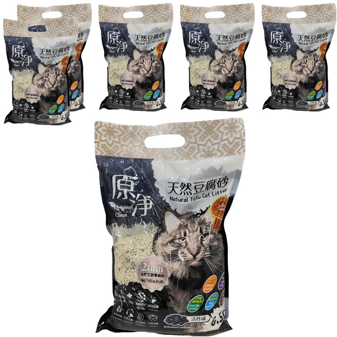 Original Clean 原淨 高效天然豆腐砂, 6.5L, 6包, 活性碳