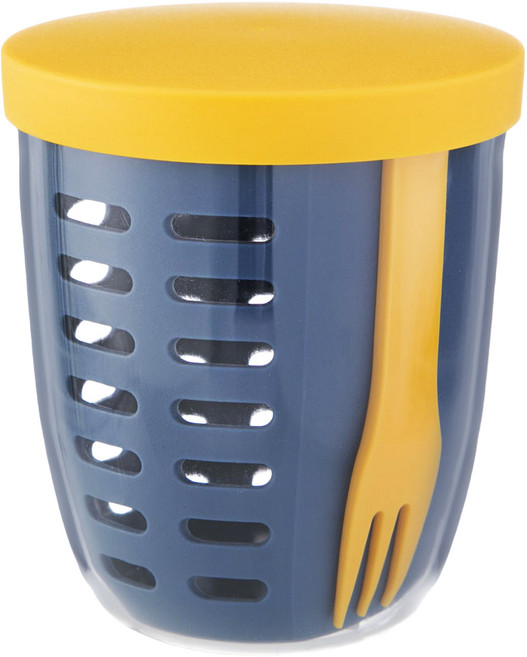 코멧 홈 BPA FREE 미니 샐러드 과일 도시락 런치팟 + 포크 세트, 블루, 1세트