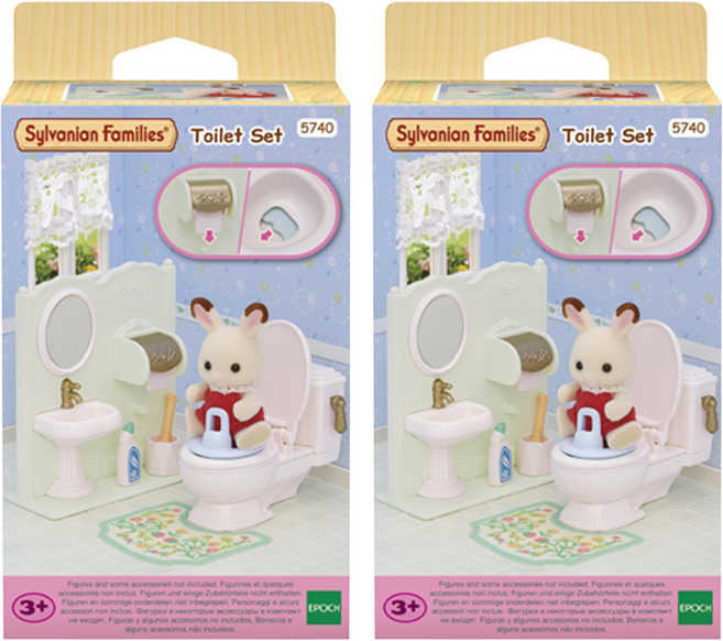 실바니안패밀리 5740 아기 변기 화장실 세트 피규어, 2세트