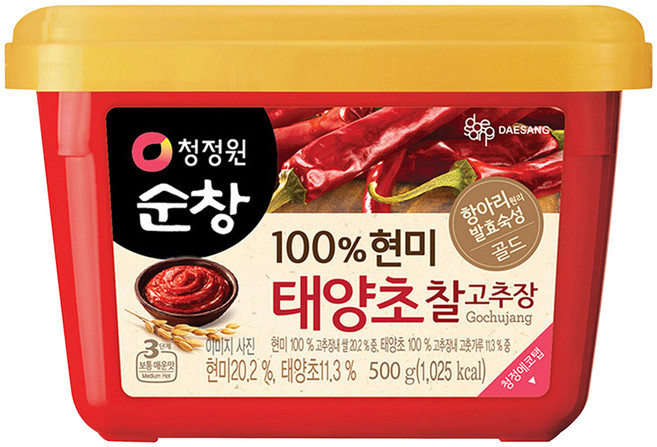 청정원순창 100% 현미 태양초 찰고추장, 500g, 1개