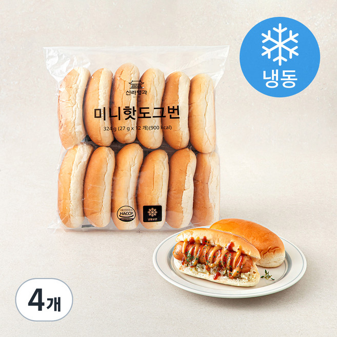 신라명과 미니 핫도그번 (냉동), 27g, 12개입, 4개