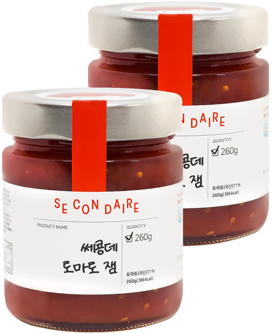쎄콩데 무가당 자일리톨 토마토 잼, 260g, 2개