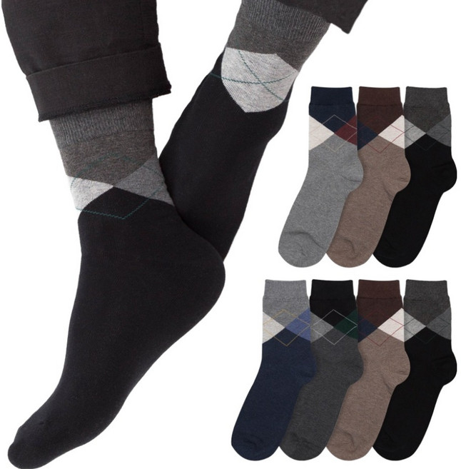 시너싹스 남성용 아가일 정장 중목 양말 7켤레 세트