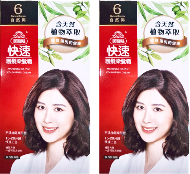 美吾髮 快速護髮染髮霜 80g, 6 自然褐, 2盒