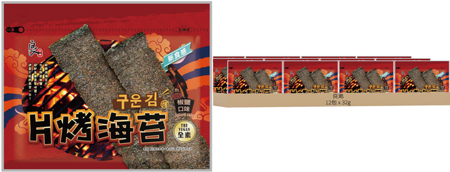 良澔 片烤海苔 椒鹽, 32g, 12包
