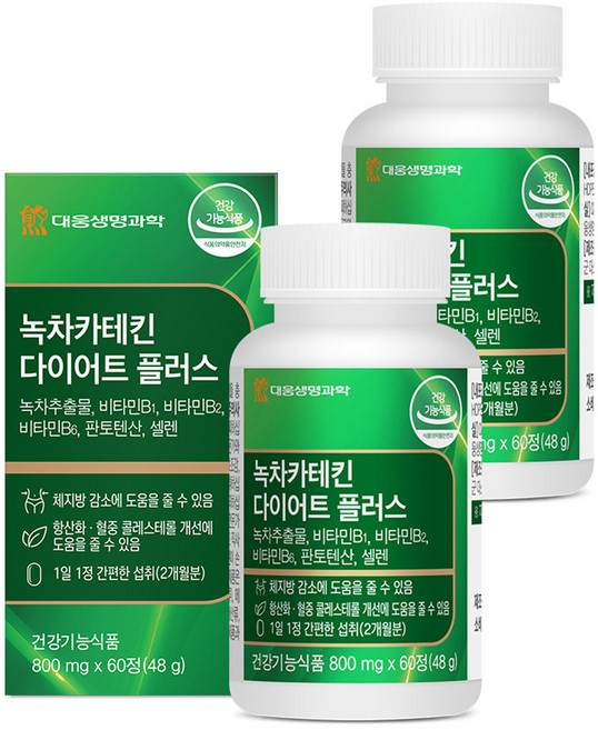 대웅생명과학 녹차카테킨 다이어트 플러스 48g, 60정, 2개