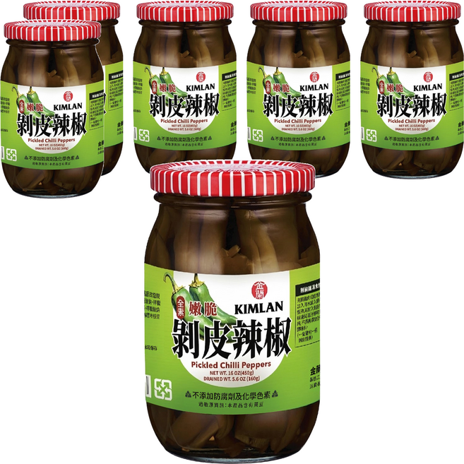 KIMLAN 金蘭 剝皮辣椒, 450g, 6罐