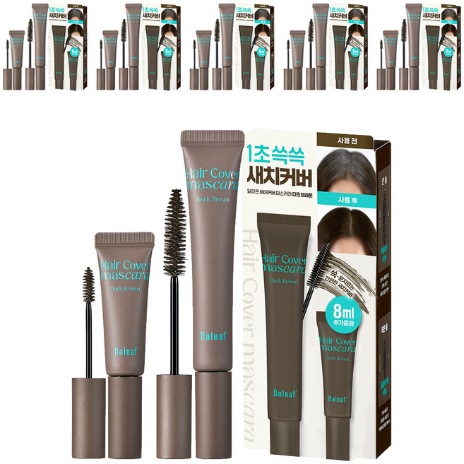 달리프 글램 헤어 커버 새치 마스카라 16g + 미니 8g 세트, 다크 브라운, 6세트
