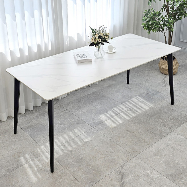 비에프컴퍼니 뉴 메르 세라믹 식탁 1800 방문설치, 화이트마블(세라믹) + 블랙(프레임), 6인용