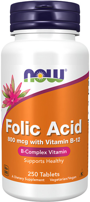 NOW Foods 素寶錠 B12 + 葉酸, 250顆, 1罐