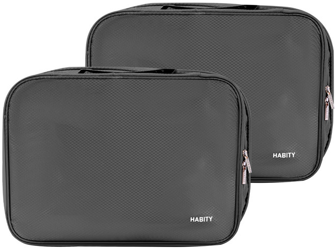 하비티 부피순삭 정리 의류 침낭 캠핑 이불 압축파우치 블랙, 2개입, 1세트